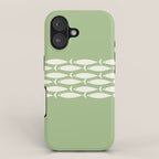 Fish Stripe Minimalist Mid-Century Pattern in Light Sage Green and Cream iPhone Case Gallery Image 1