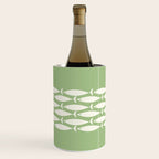 Fish Stripe Minimalist Mid-Century Pattern in Light Sage Green and Cream Wine Chiller Gallery Image 3