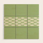 Fish Stripe Minimalist Mid-Century Pattern in Light Sage Green and Cream Wood Wall Art Gallery Image 1