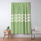 Fish Stripe Minimalist Mid-Century Pattern in Light Sage Green and Cream Window Curtain Gallery Image 5