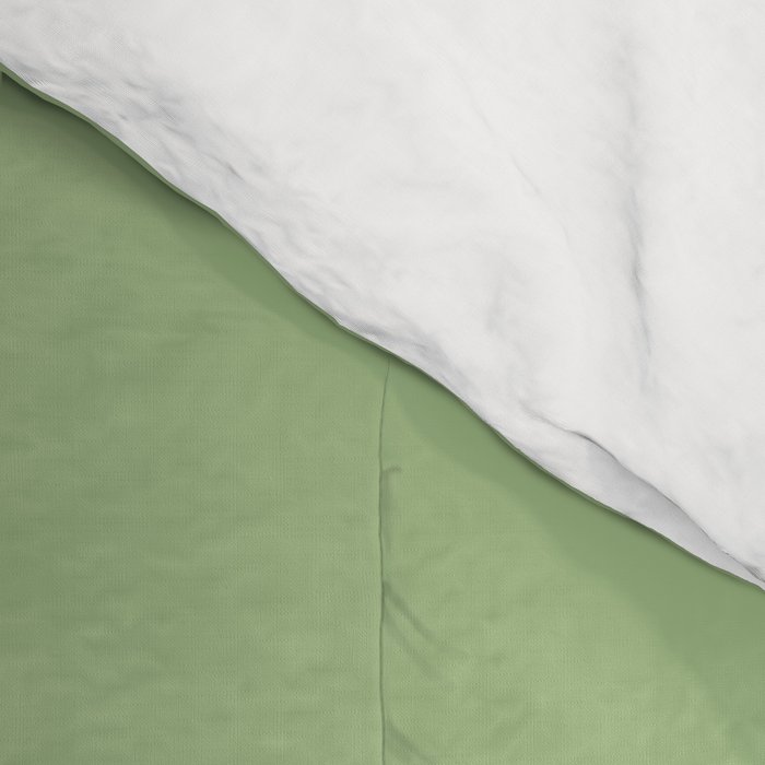 Fish Stripe Minimalist Mid-Century Pattern in Light Sage Green and Cream Comforter Gallery Image 4