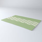 Fish Stripe Minimalist Mid-Century Pattern in Light Sage Green and Cream Rug Gallery Image 3