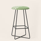 Fish Stripe Minimalist Mid-Century Pattern in Light Sage Green and Cream Stool Gallery Image 1
