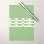 Fish Stripe Minimalist Mid-Century Pattern in Light Sage Green and Cream Wrapping Paper Gallery Image 1