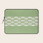 Fish Stripe Minimalist Mid-Century Pattern in Light Sage Green and Cream Laptop Sleeve Gallery Image 1