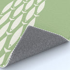 Fish Stripe Minimalist Mid-Century Pattern in Light Sage Green and Cream Rug Gallery Image 4