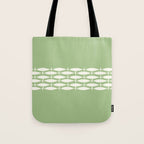 Fish Stripe Minimalist Mid-Century Pattern in Light Sage Green and Cream Tote Bag Gallery Image 1