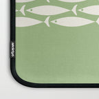 Fish Stripe Minimalist Mid-Century Pattern in Light Sage Green and Cream Laptop Sleeve Gallery Image 3