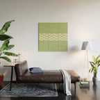 Fish Stripe Minimalist Mid-Century Pattern in Light Sage Green and Cream Wood Wall Art Gallery Image 2