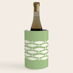 Fish Stripe Minimalist Mid-Century Pattern in Light Sage Green and Cream Wine Chiller Gallery Image 1