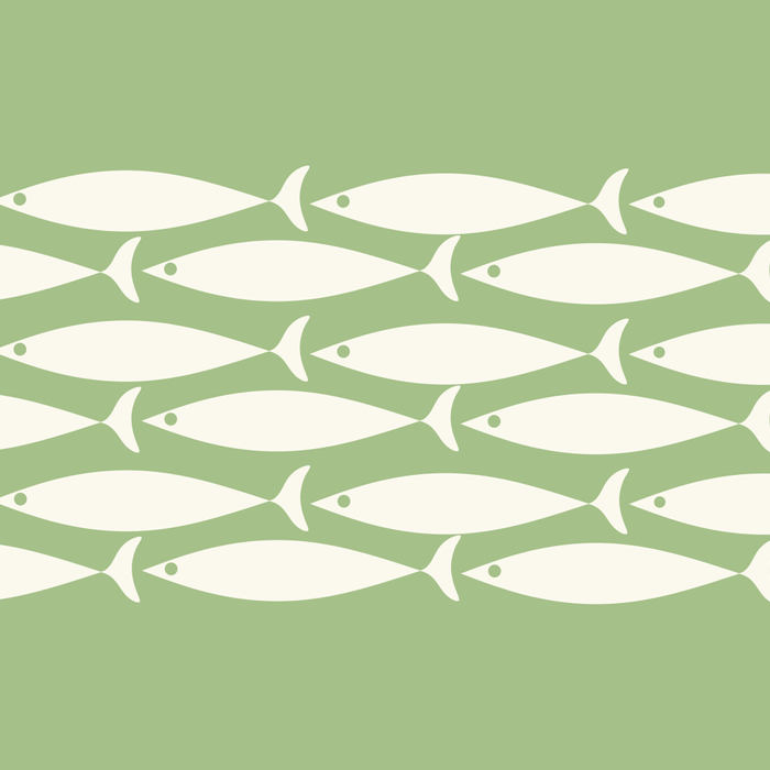 Fish Stripe Minimalist Mid-Century Pattern in Light Sage Green and Cream Coffee Mug Gallery Image 2