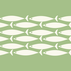 Fish Stripe Minimalist Mid-Century Pattern in Light Sage Green and Cream Coffee Mug Gallery Image 2