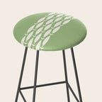 Fish Stripe Minimalist Mid-Century Pattern in Light Sage Green and Cream Stool Gallery Image 2