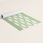 Fish Stripe Minimalist Mid-Century Pattern in Light Sage Green and Cream Yoga Mat Gallery Image 2