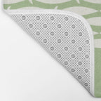 Fish Stripe Minimalist Mid-Century Pattern in Light Sage Green and Cream Bath Mat Gallery Image 2