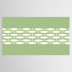 Fish Stripe Minimalist Mid-Century Pattern in Light Sage Green and Cream Tablecloth Gallery Image 2