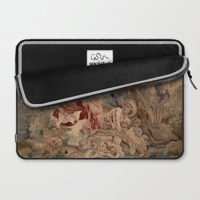 Antique 19th Century French Aubusson Rococo Romantic Lovers Tapestry Laptop Sleeve Gallery Image 2