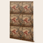 Antique 19th Century French Aubusson Rococo Romantic Lovers Tapestry Wallpaper Gallery Image 2