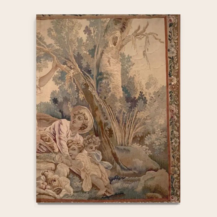 Antique 19th Century French Aubusson Rococo Romantic Lovers Tapestry Notebook Gallery Image 4
