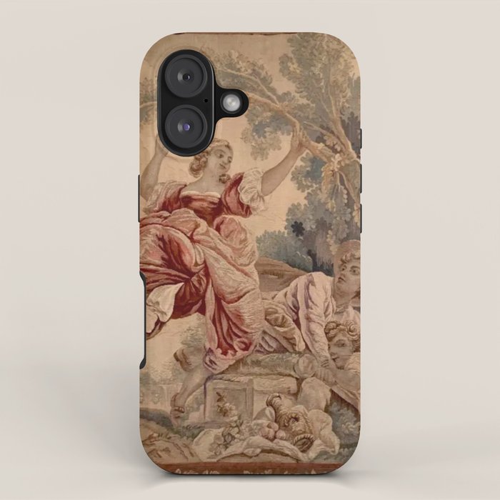 Antique 19th Century French Aubusson Rococo Romantic Lovers Tapestry iPhone Case Gallery Image 1