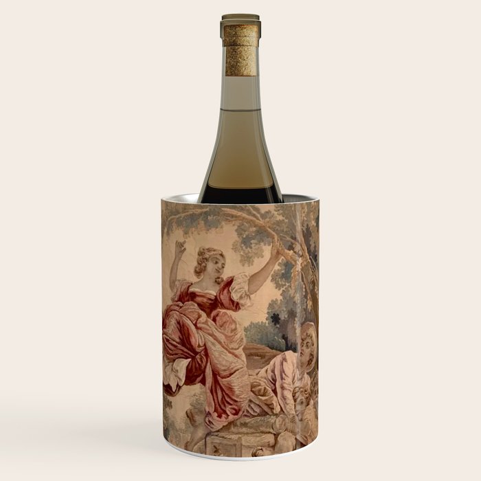 Antique 19th Century French Aubusson Rococo Romantic Lovers Tapestry Wine Chiller Gallery Image 1