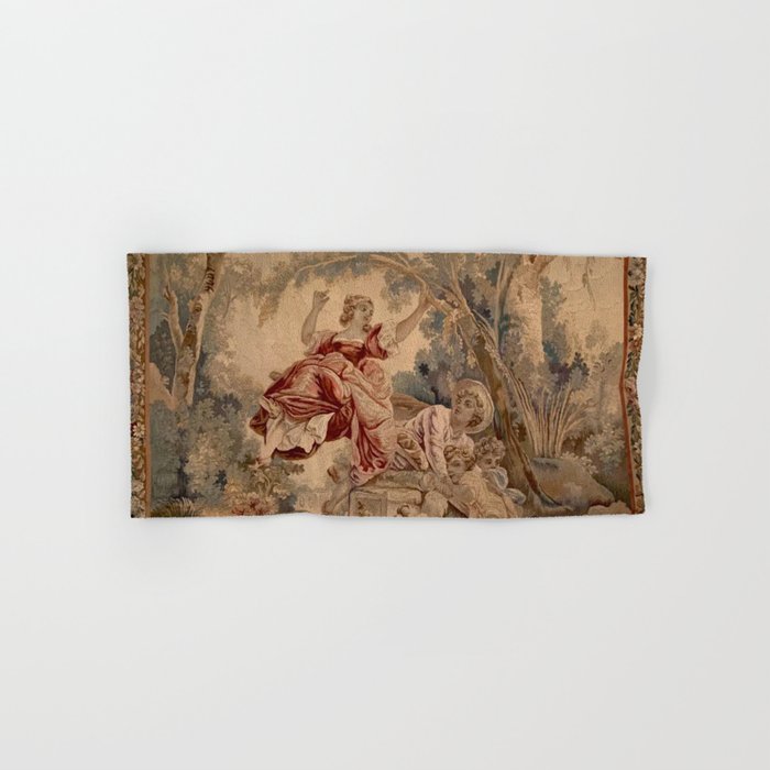 Antique 19th Century French Aubusson Rococo Romantic Lovers Tapestry Bath Towel Gallery Image 1