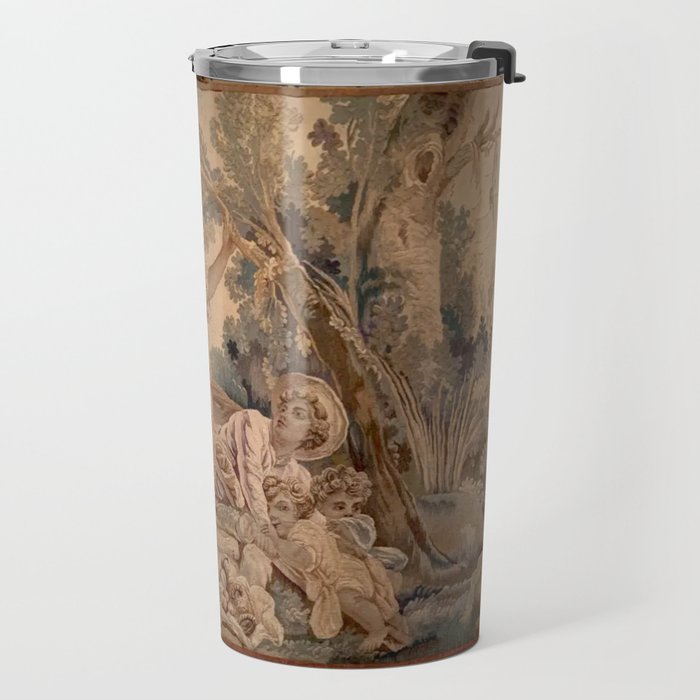 Antique 19th Century French Aubusson Rococo Romantic Lovers Tapestry Travel Mug Gallery Image 2