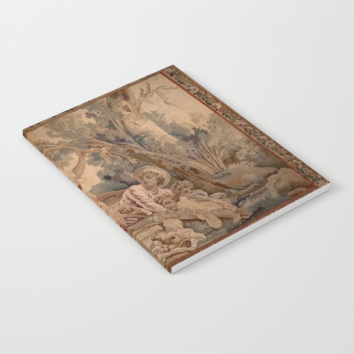 Antique 19th Century French Aubusson Rococo Romantic Lovers Tapestry Notebook Gallery Image 1