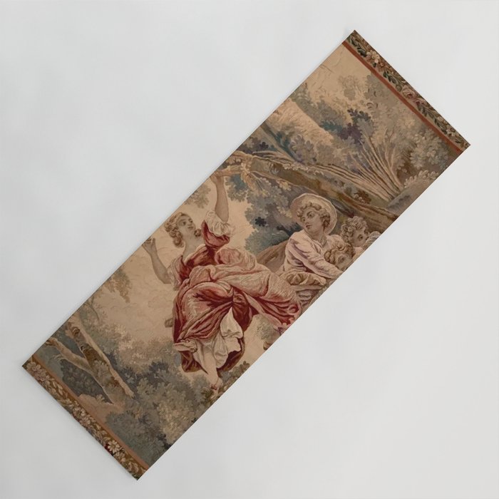 Antique 19th Century French Aubusson Rococo Romantic Lovers Tapestry Yoga Mat Gallery Image 1