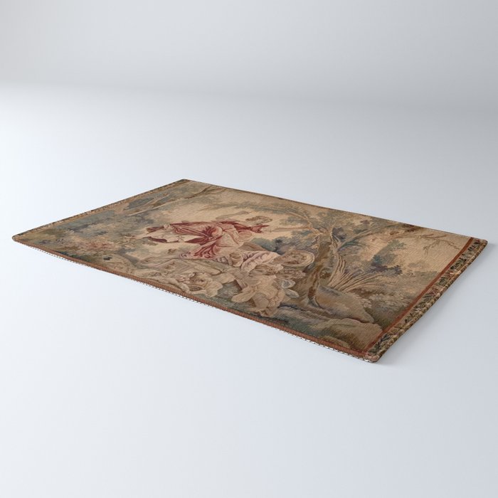 Antique 19th Century French Aubusson Rococo Romantic Lovers Tapestry Rug Gallery Image 3