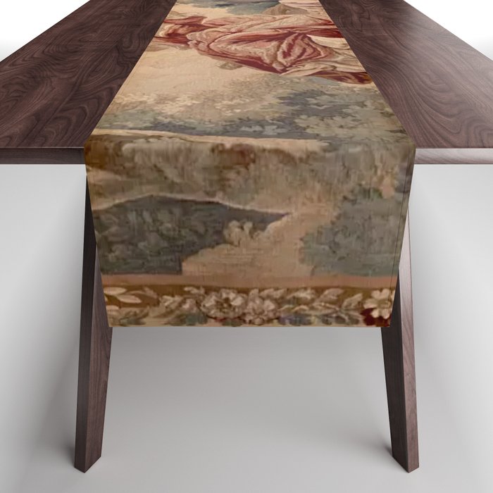 Antique 19th Century French Aubusson Rococo Romantic Lovers Tapestry Table Runner Gallery Image 1