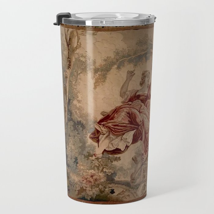 Antique 19th Century French Aubusson Rococo Romantic Lovers Tapestry Travel Mug Gallery Image 3