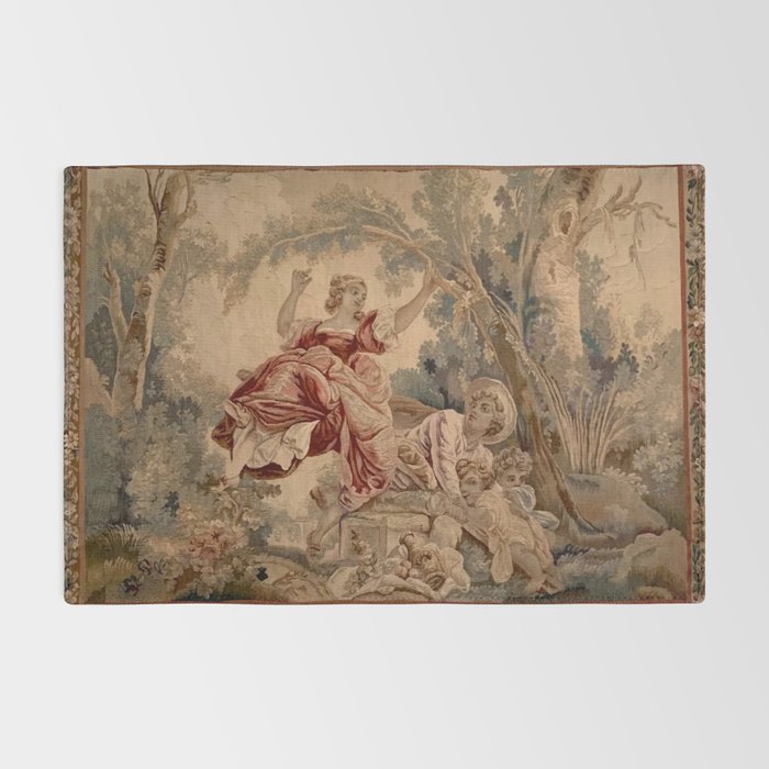 Antique 19th Century French Aubusson Rococo Romantic Lovers Tapestry Rug Gallery Image 2
