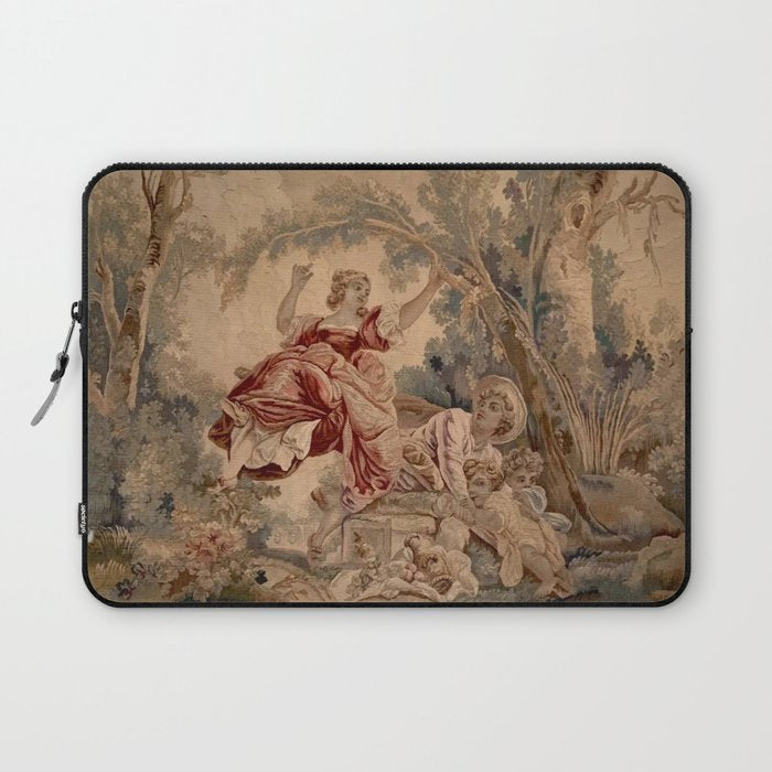 Antique 19th Century French Aubusson Rococo Romantic Lovers Tapestry Laptop Sleeve Gallery Image 1