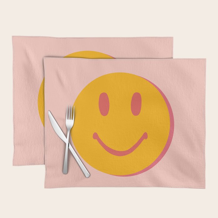 70s retro yellow smile face illustration  Placemat Gallery Image 1