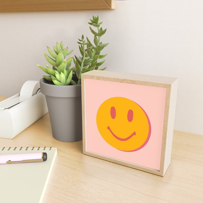 70s retro yellow smile face illustration  Mini Art Print Gallery Image 2