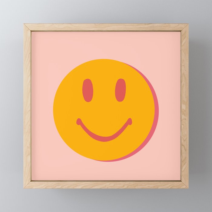 70s retro yellow smile face illustration  Mini Art Print Gallery Image 1