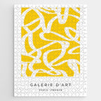 Yellow And White Brush Strokes, Abstract Art, Exhibition Poster, Mid Century Modern Jigsaw Puzzle Gallery Image 1