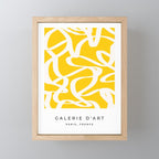 Yellow And White Brush Strokes, Abstract Art, Exhibition Poster, Mid Century Modern Mini Art Print Gallery Image 1