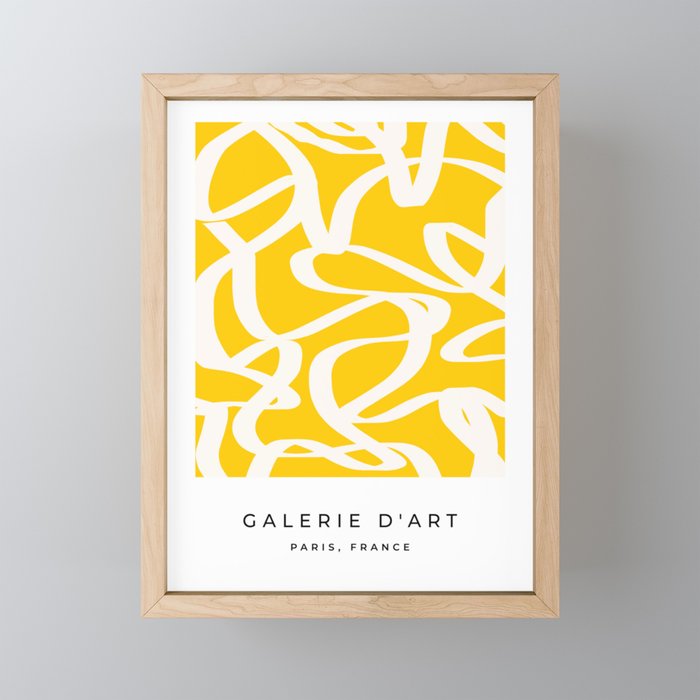 Yellow And White Brush Strokes, Abstract Art, Exhibition Poster, Mid Century Modern Mini Art Print Gallery Image 1