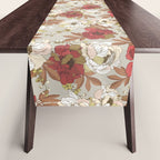 pattern lush red, beige and white peonies Table Runner Gallery Image 1