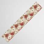 pattern lush red, beige and white peonies Table Runner Gallery Image 3