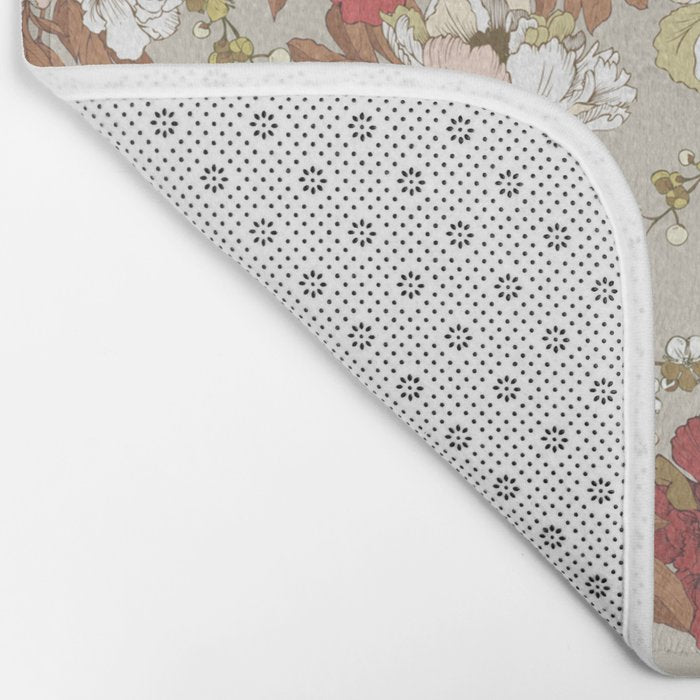 pattern lush red, beige and white peonies Bath Mat Gallery Image 2
