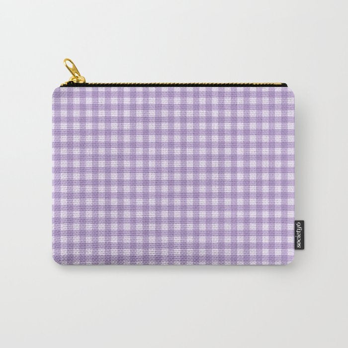 Gingham Plaid Pattern - Lilac Purple Carry All Pouch Gallery Image 1