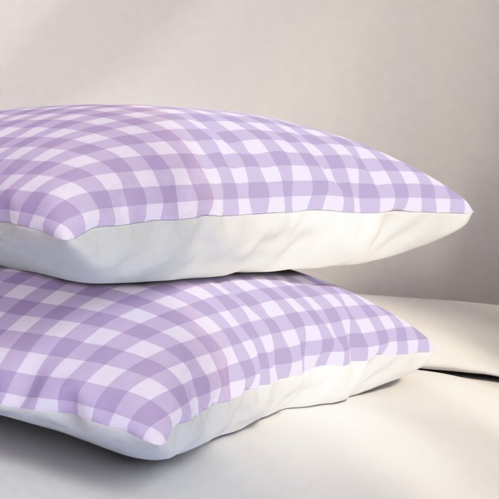 Gingham Plaid Pattern - Lilac Purple Pillow Sham Gallery Image 3