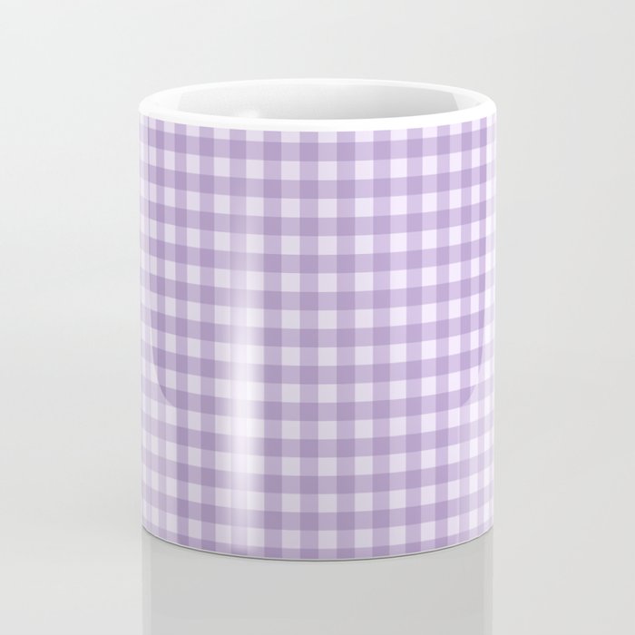 Gingham Plaid Pattern - Lilac Purple Coffee Mug Gallery Image 4