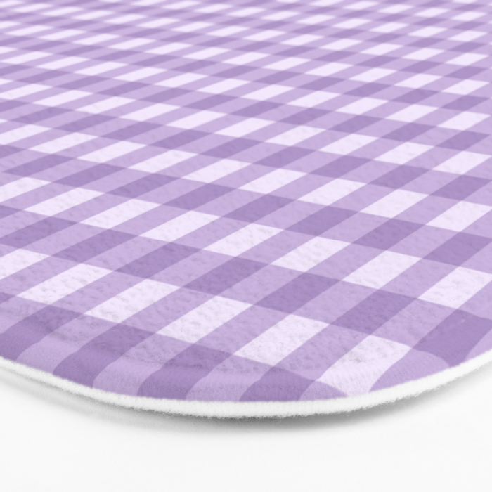 Gingham Plaid Pattern - Lilac Purple Bath Mat Gallery Image 3