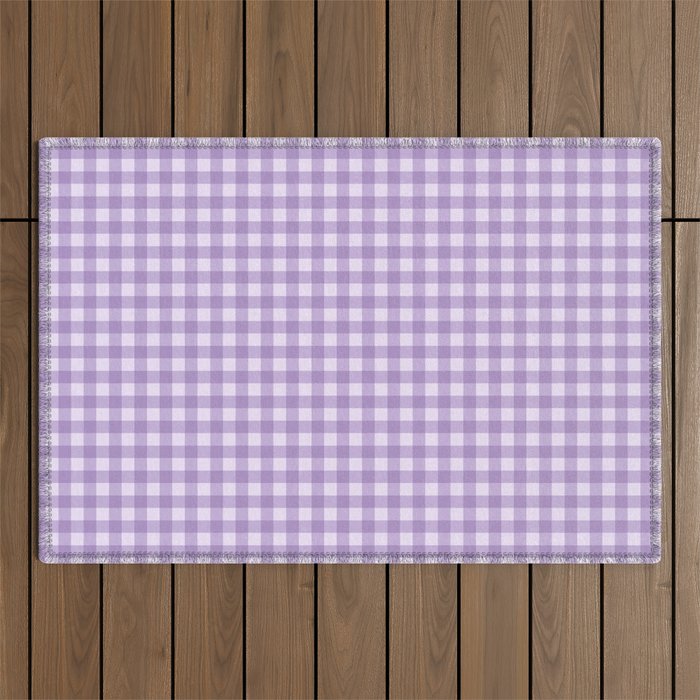 Gingham Plaid Pattern - Lilac Purple Outdoor Rug Gallery Image 1