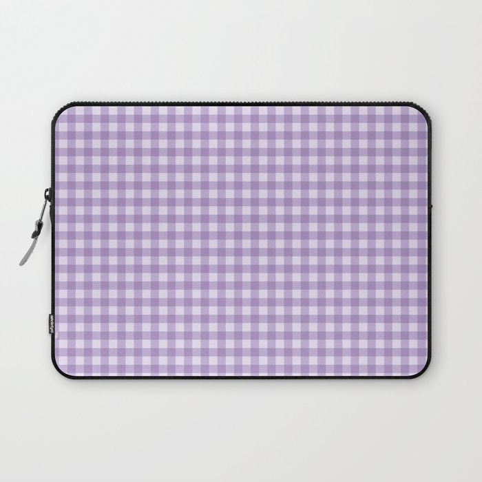 Gingham Plaid Pattern - Lilac Purple Laptop Sleeve Gallery Image 1