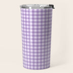 Gingham Plaid Pattern - Lilac Purple Travel Mug Gallery Image 2